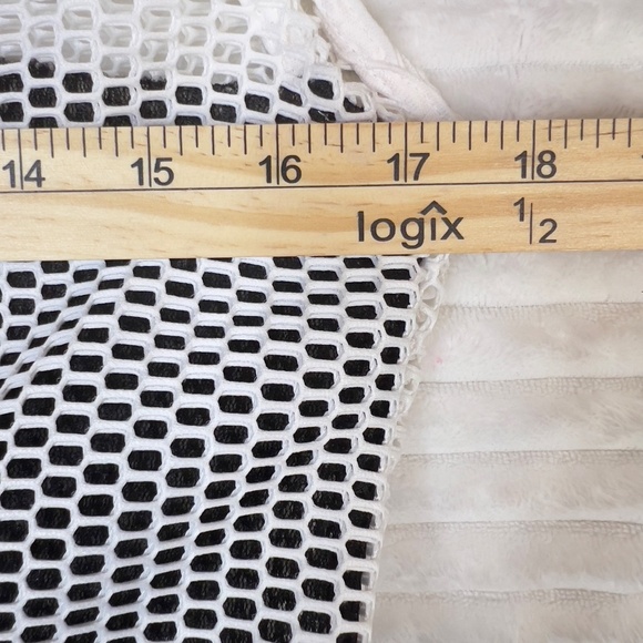 #A331  FT INC White 3D Mesh Fit & Flare Midi Hi-Lo Dress Sleeveless (Free Size) - Picture 6 of 6